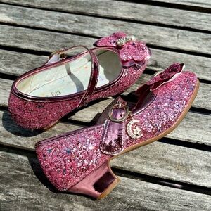 12 Pink Glitter Princess High Heel Shoes Costume Dress Up